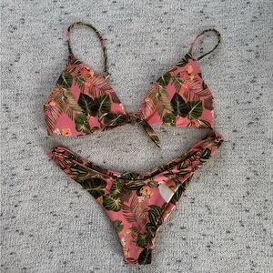 Tropical Leaf Print Bikini Set